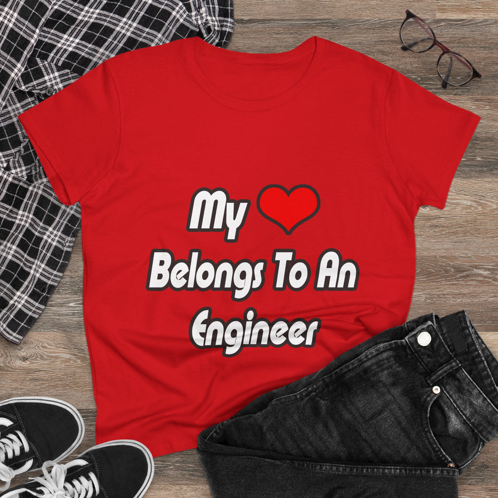 My Heart Belongs To An Engineer - Women's Midweight Cotton Tee