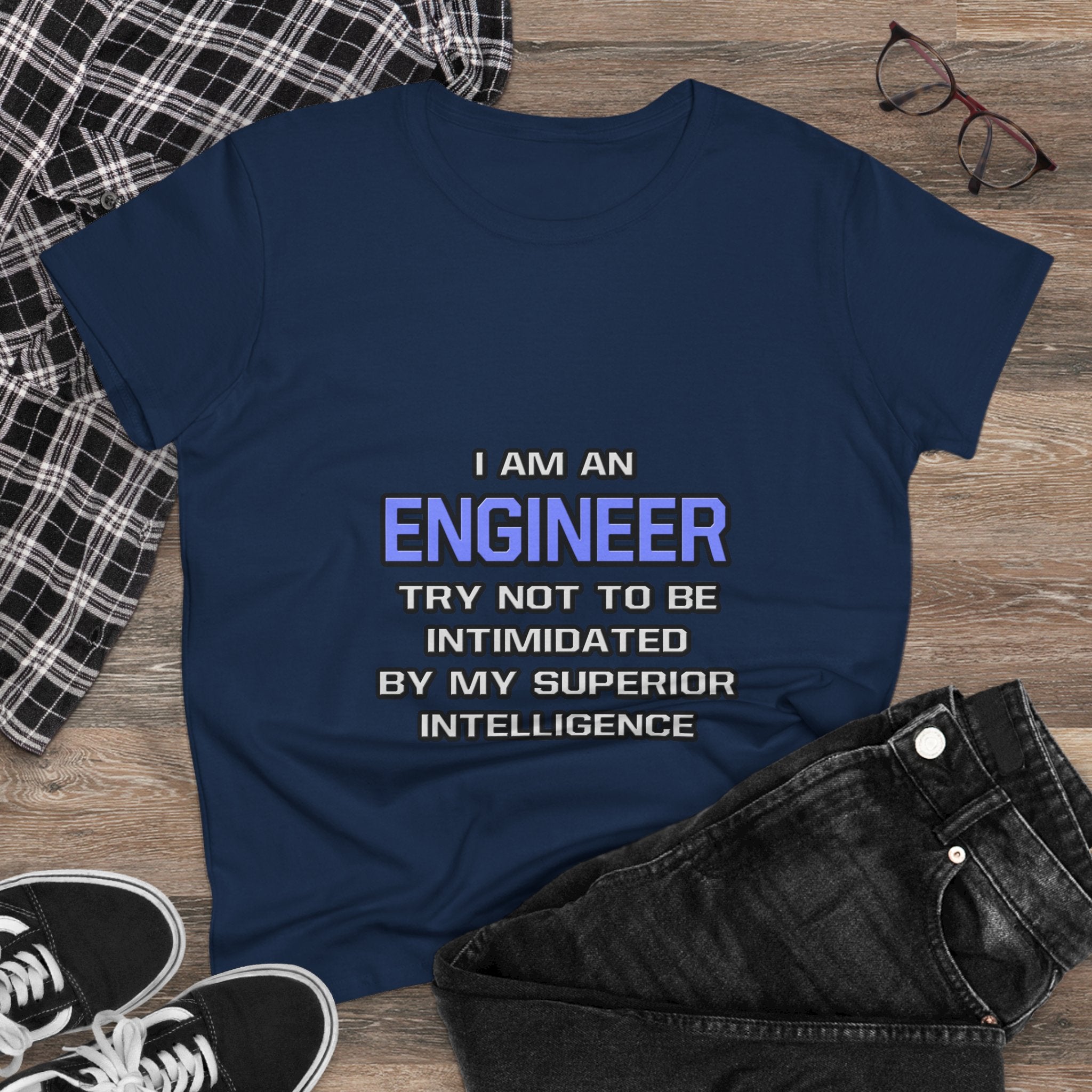 Engineer Joke ... Superior Intelligence - Women's Midweight Cotton Tee