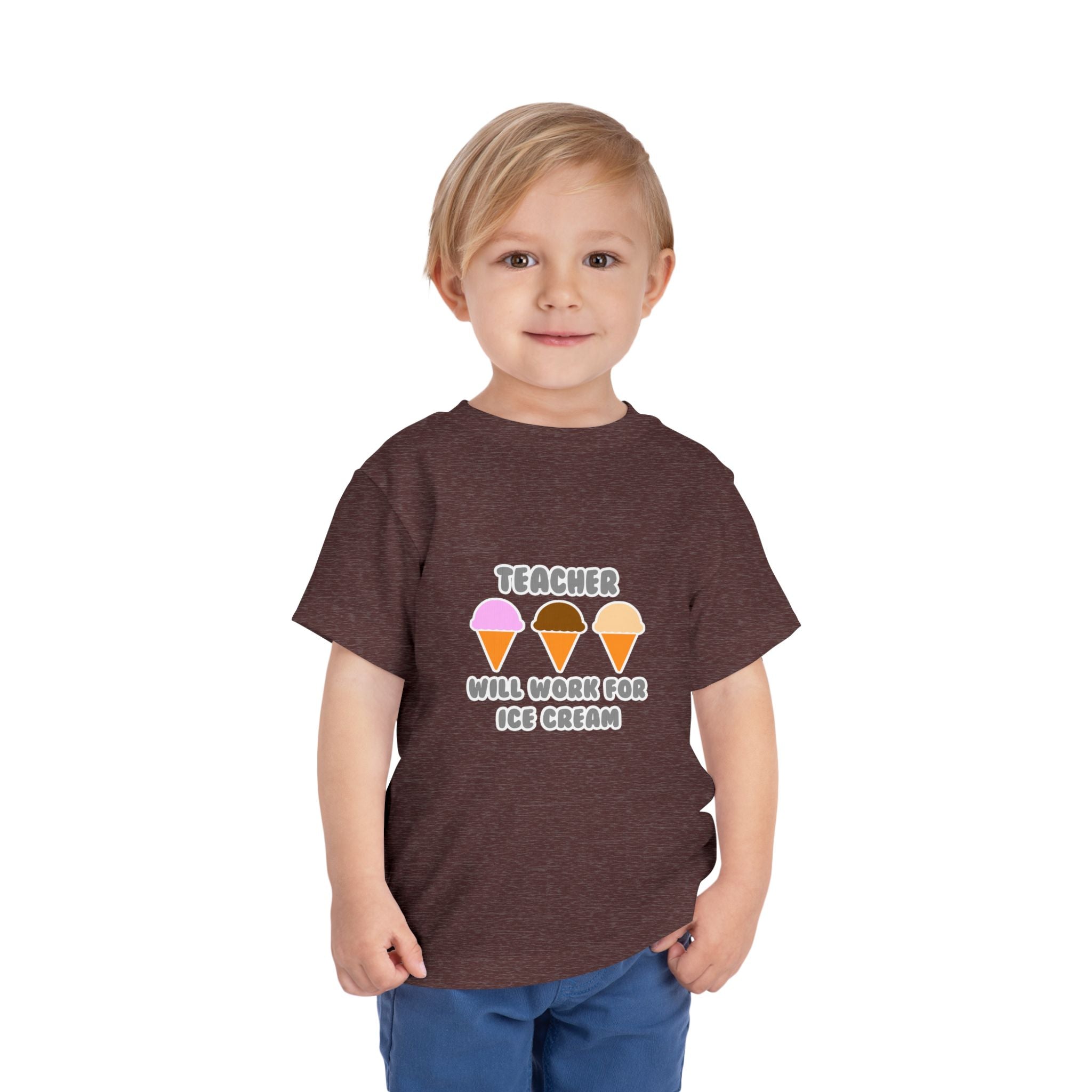 Teacher ... Will Work For Ice Cream - Toddler Short Sleeve Tee