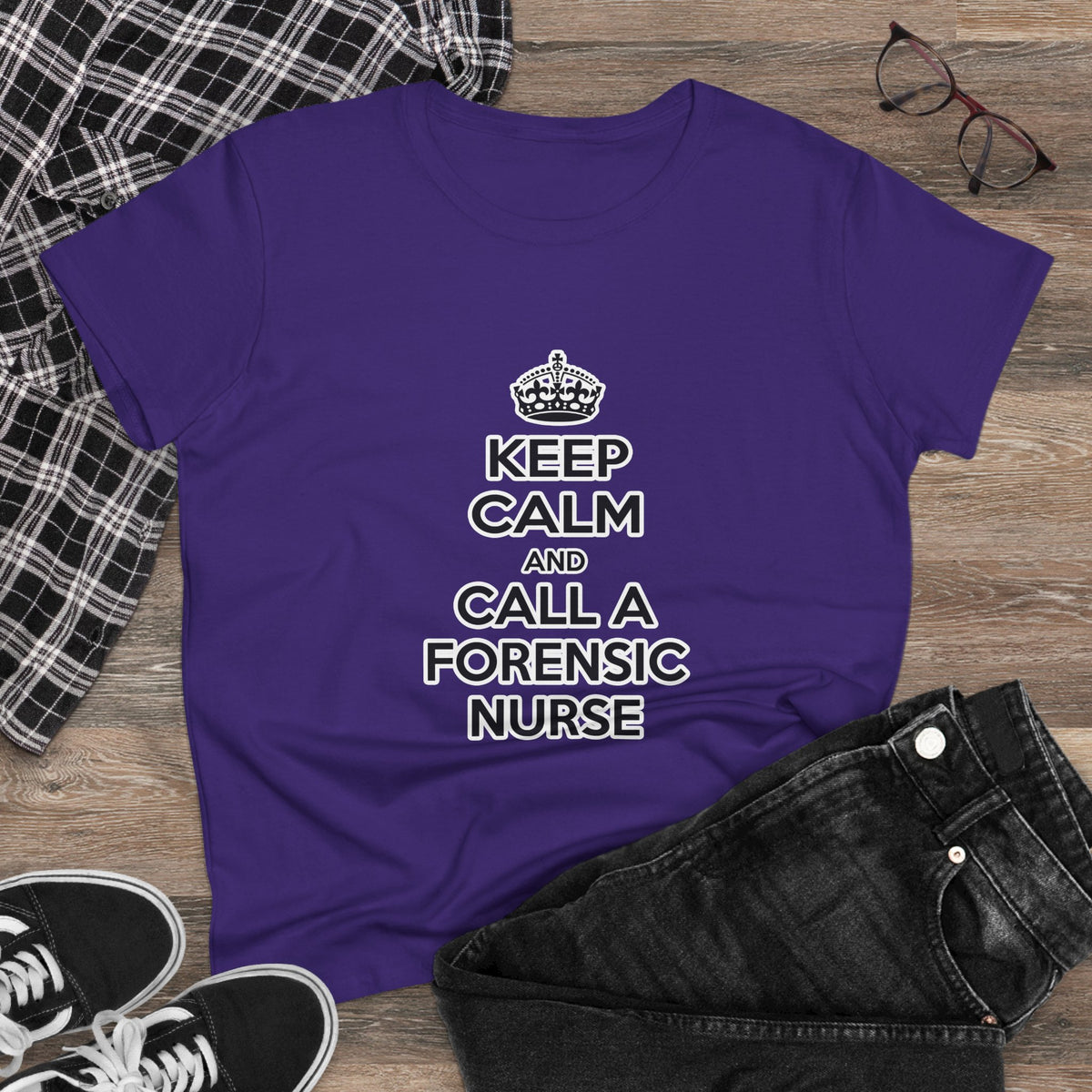 Keep Calm and Call a Forensic Nurse - Women's Midweight Cotton Tee