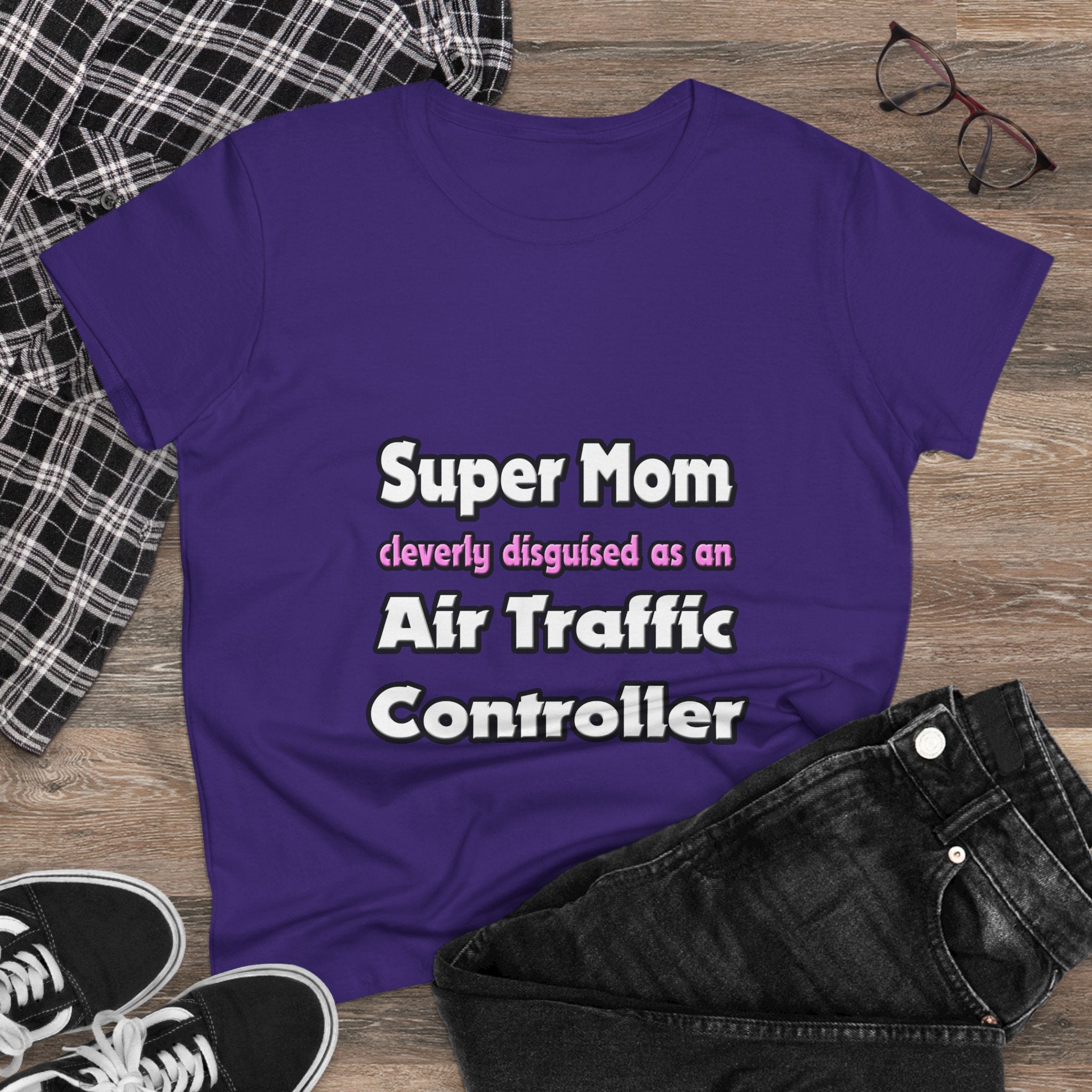 Super Mom ... Air Traffic Controller - Women's Midweight Cotton Tee