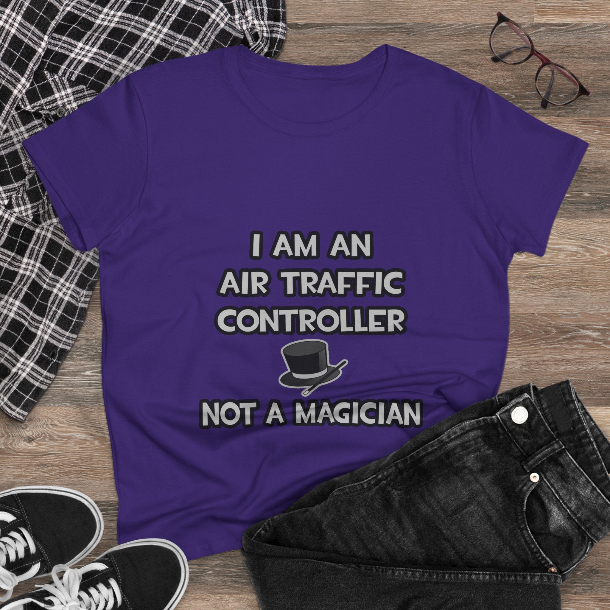 Air Traffic Controller ... Not A Magician - Women's Midweight Cotton Tee
