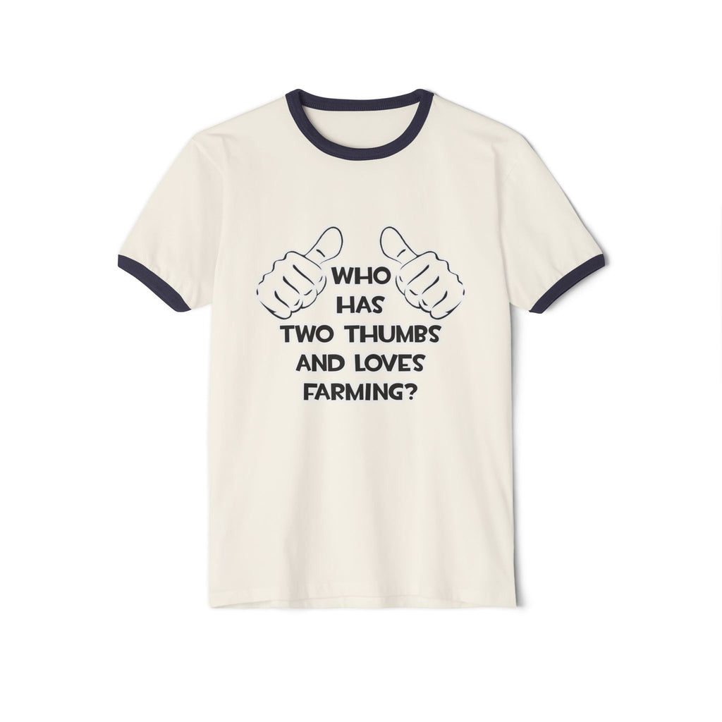 Two Thumbs and Loves Farming - Unisex Cotton Ringer T-Shirt