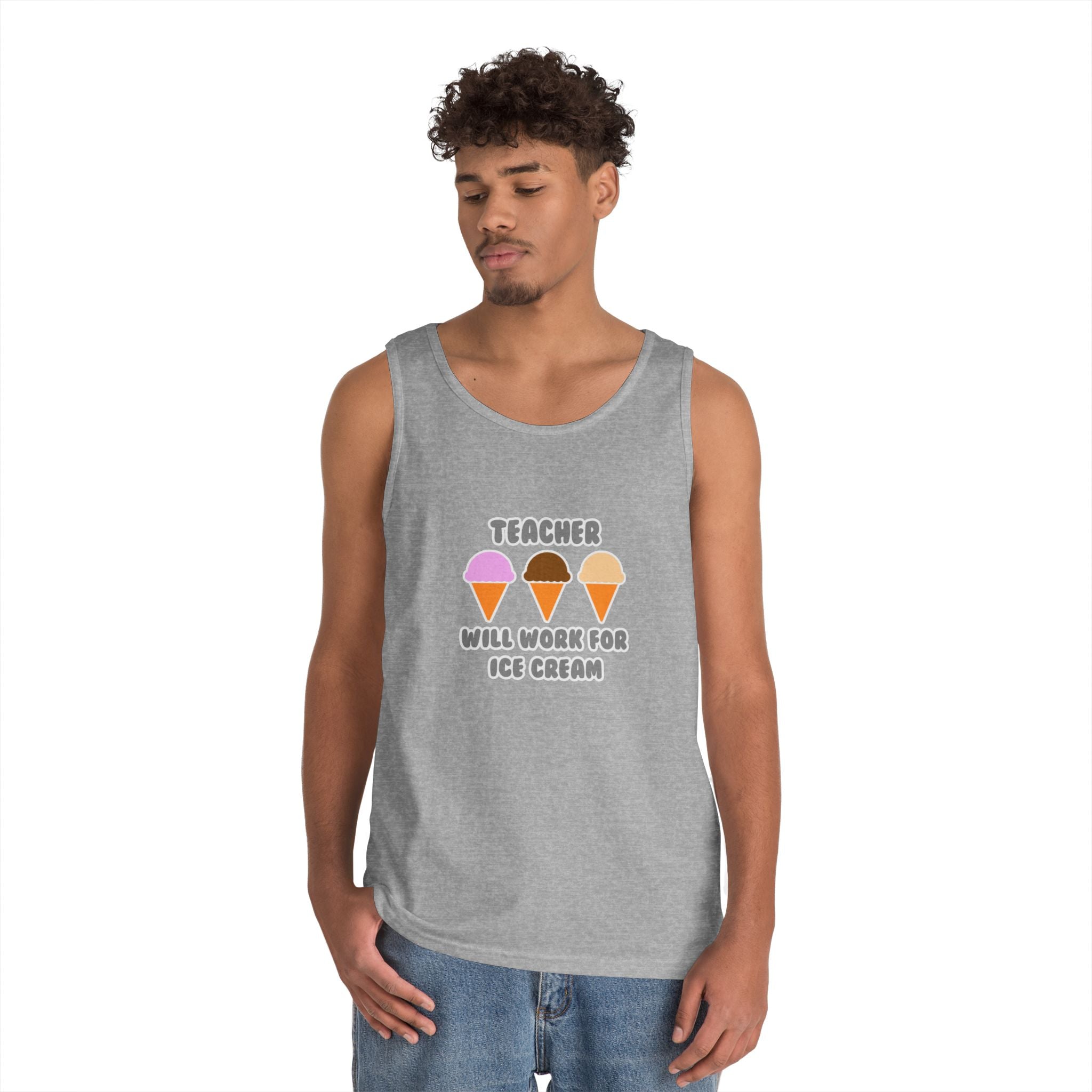 Teacher ... Will Work For Ice Cream - Unisex Heavy Cotton Tank Top