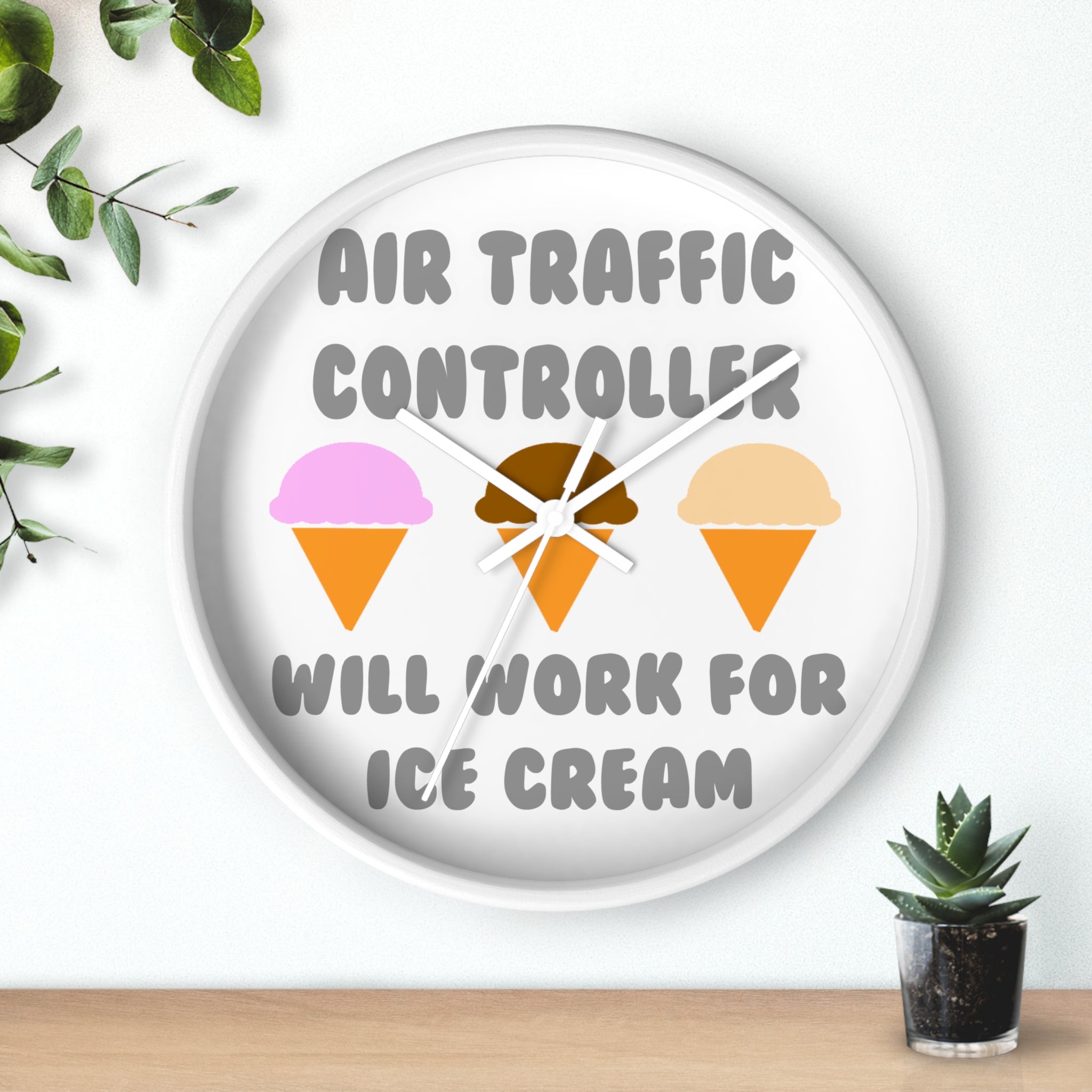 Air Traffic Controller ... Will Work For Ice Cream - Wall Clock