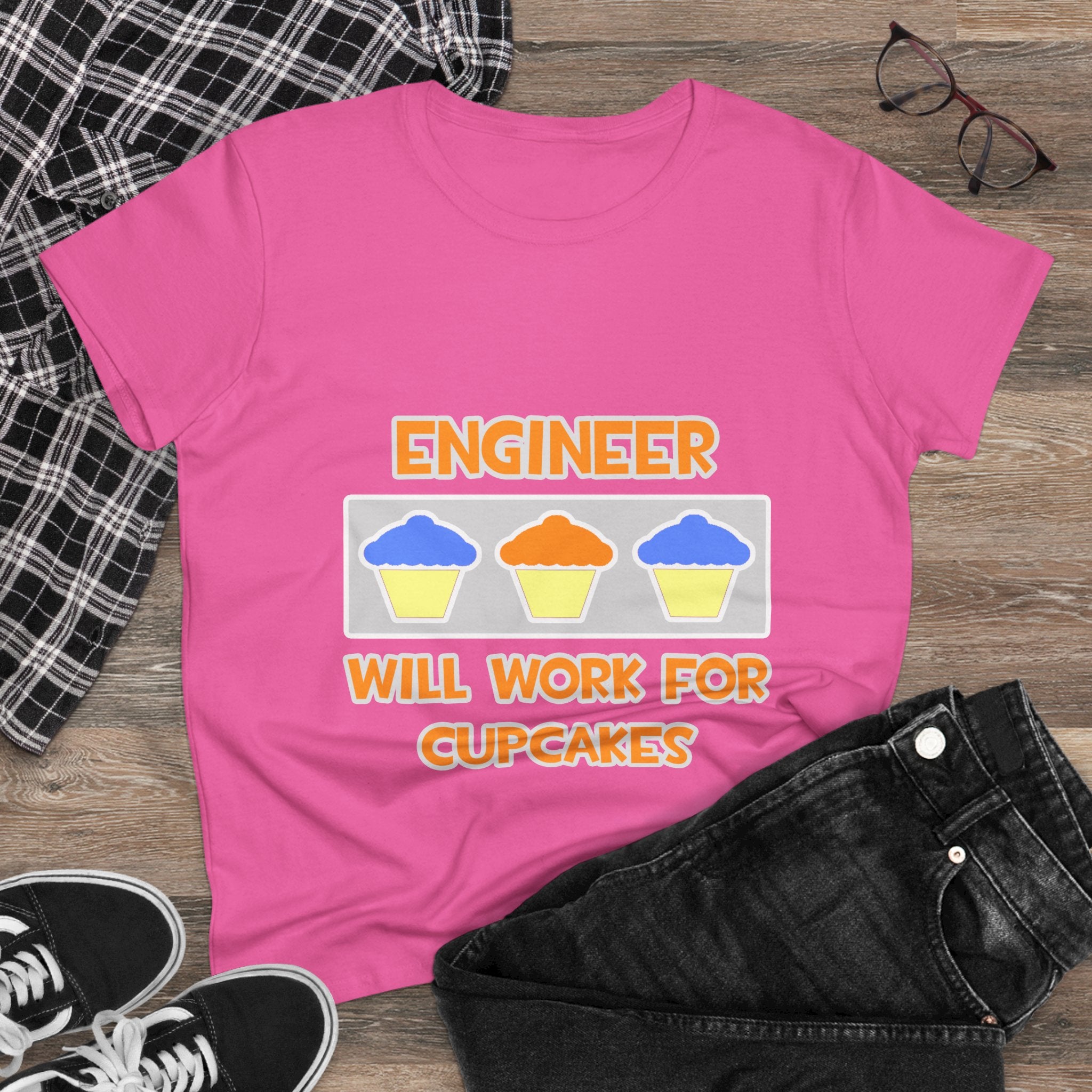Engineer ... Will Work For Cupcakes - Women's Midweight Cotton Tee