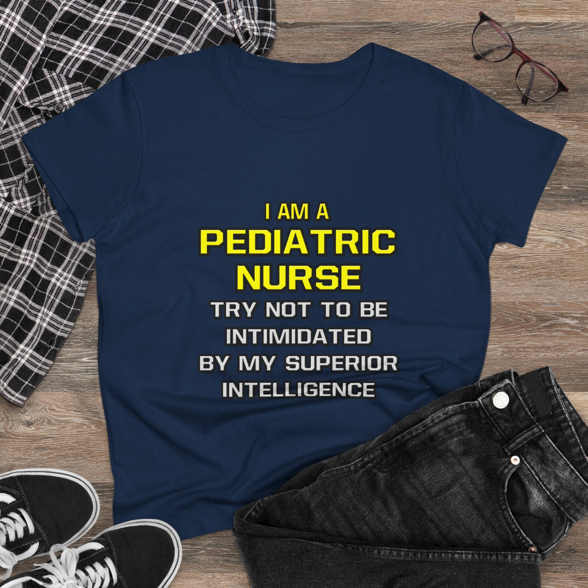 Pediatric Nurse...Superior Intelligence - Women's Midweight Cotton Tee
