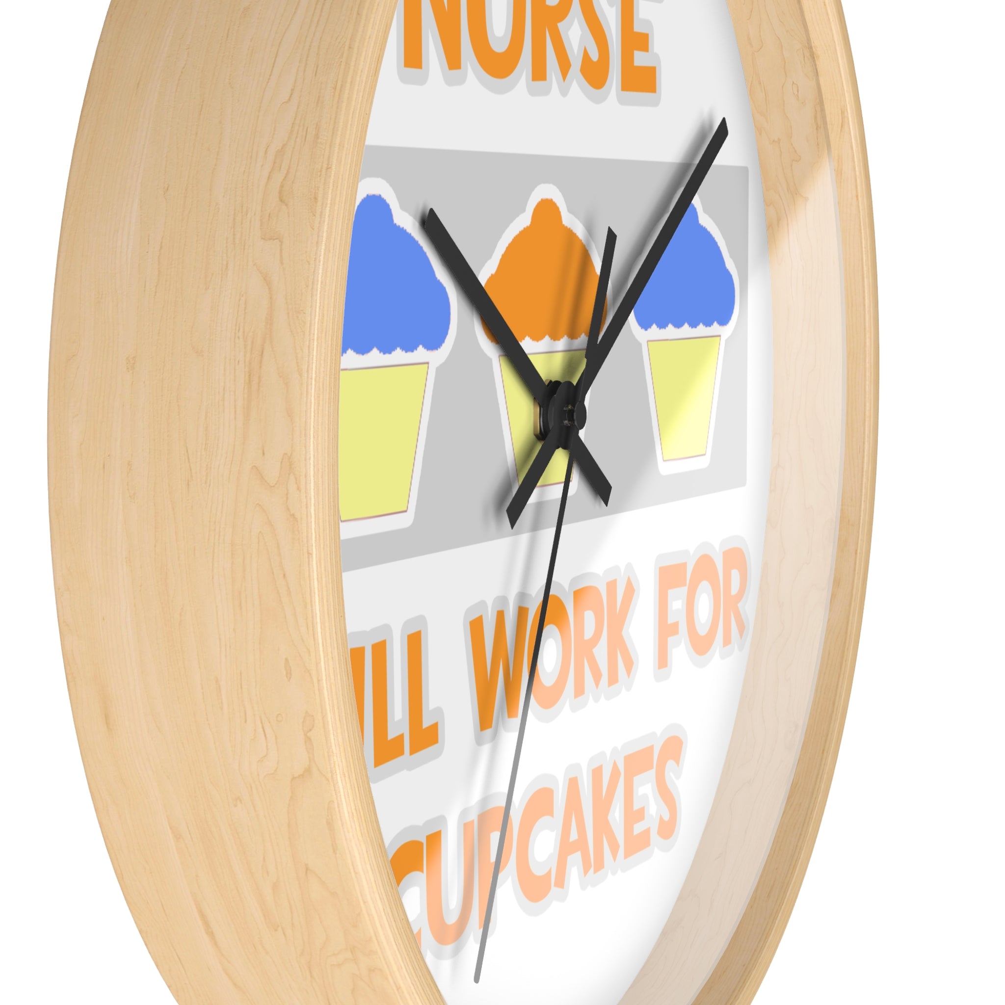 Nurse ... Will Work For Cupcakes - Wall Clock