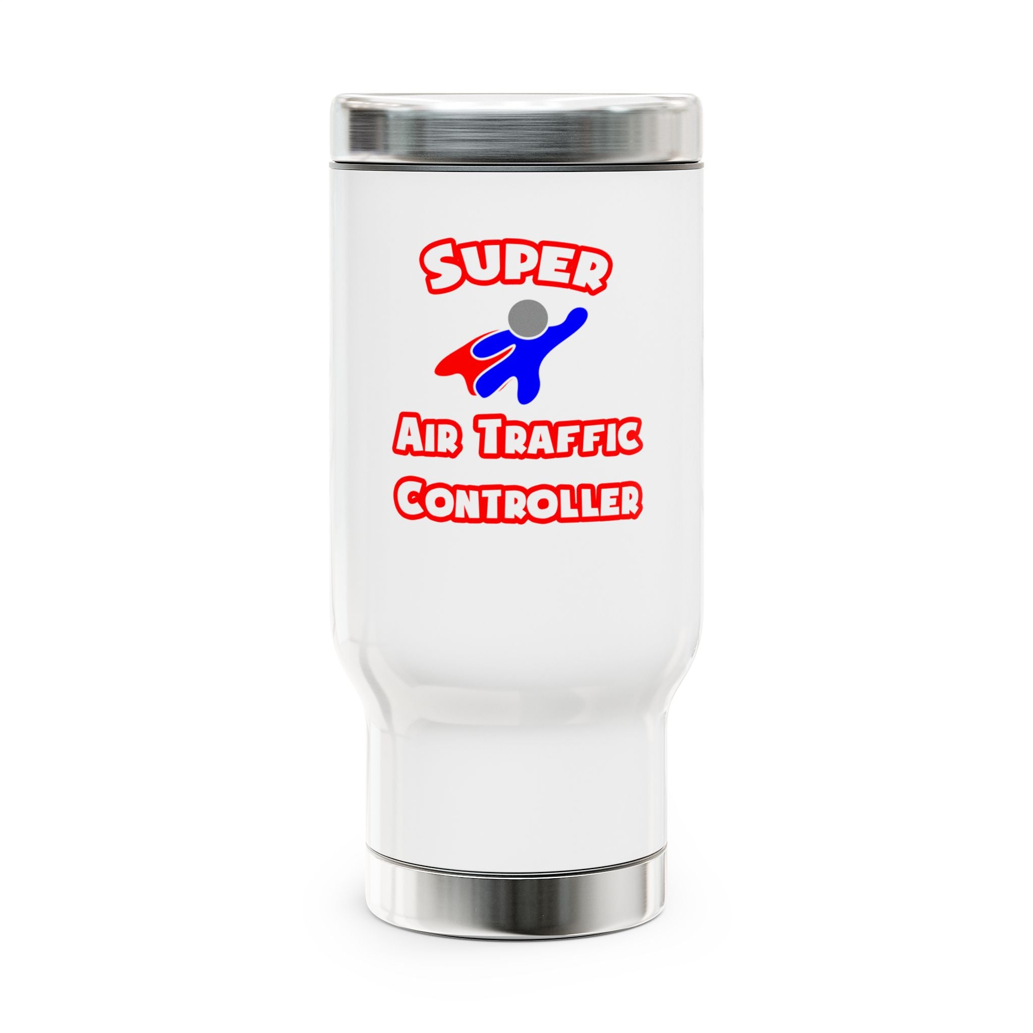 Super Air Traffic Controller - Stainless Steel Travel Mug with Handle, 14oz