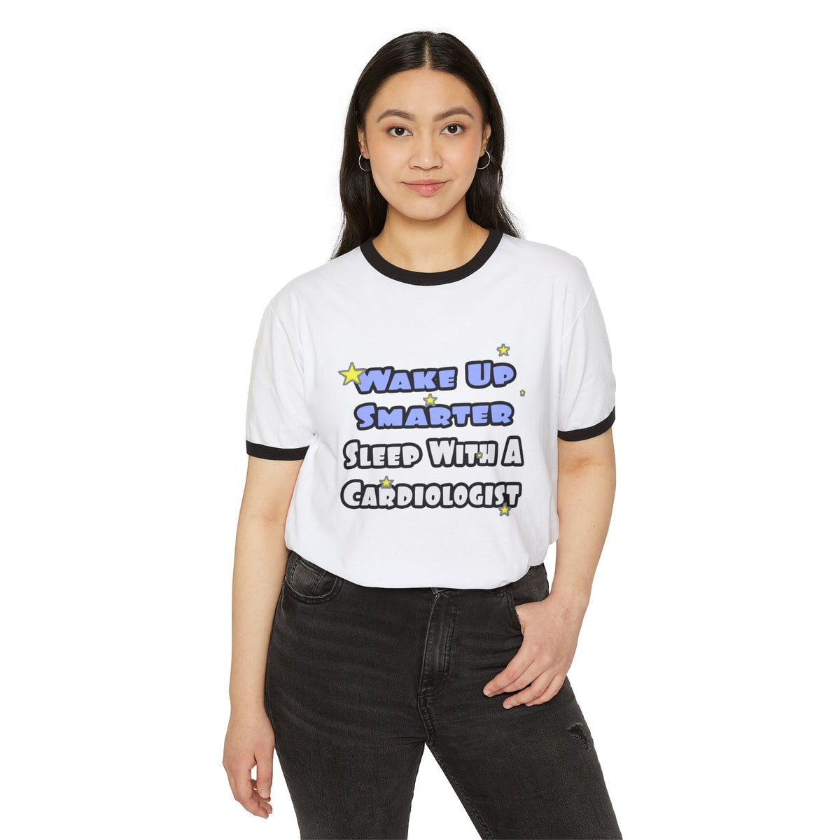 Wake Up Smarter...Sleep With a Cardiologist - Unisex Cotton Ringer T-Shirt