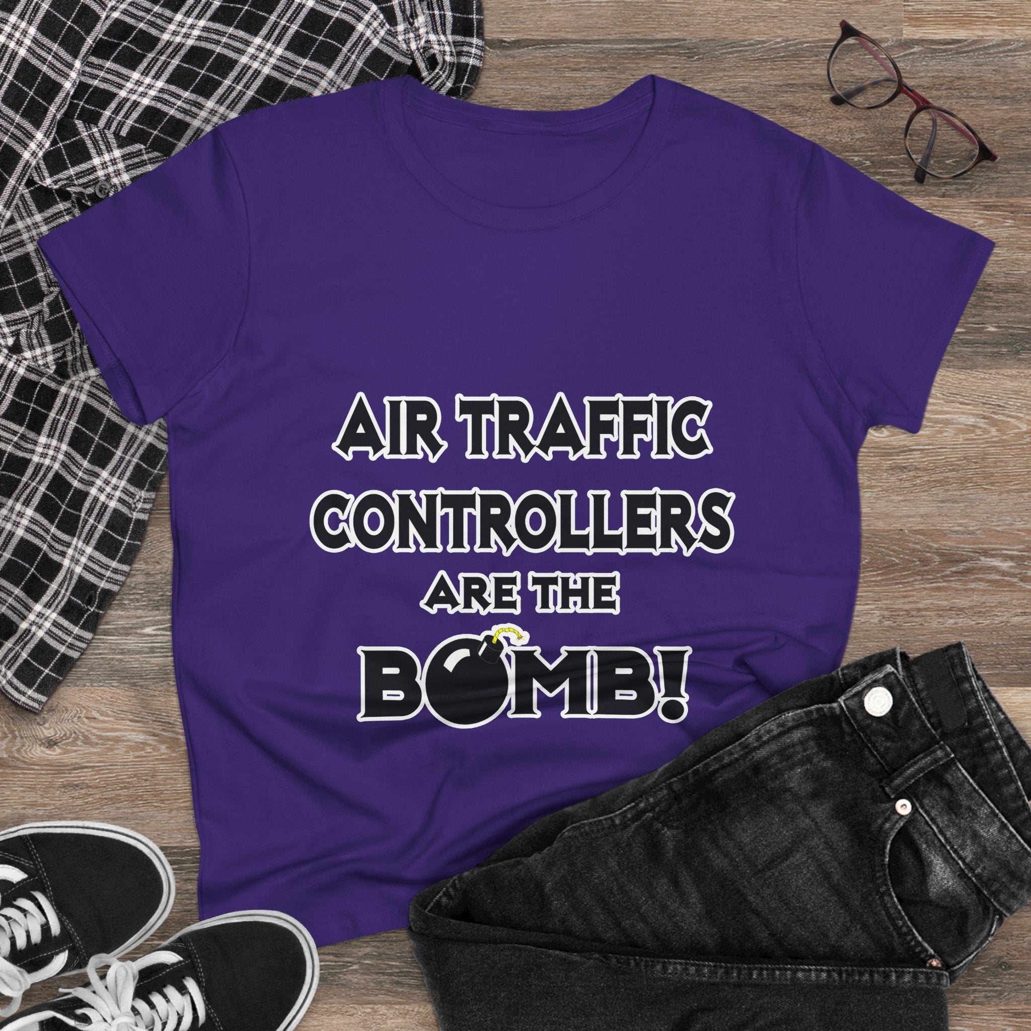 Air Traffic Controllers Are The Bomb! - Women's Midweight Cotton Tee