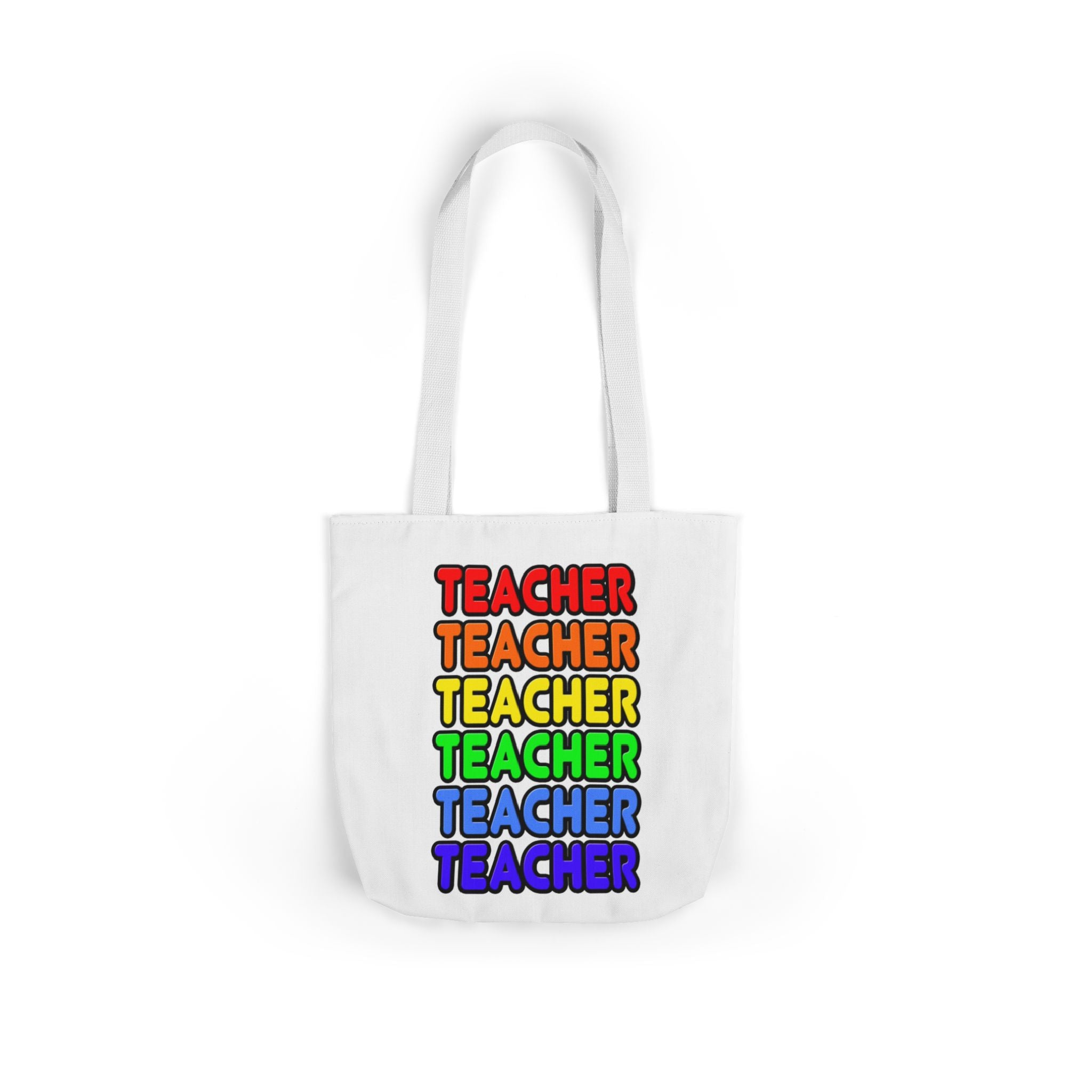 Rainbow Teacher - Canvas Tote Bag, 5-Color Straps
