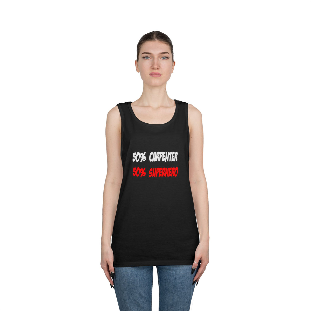 Half Carpenter...Half Superhero - Unisex Heavy Cotton Tank Top