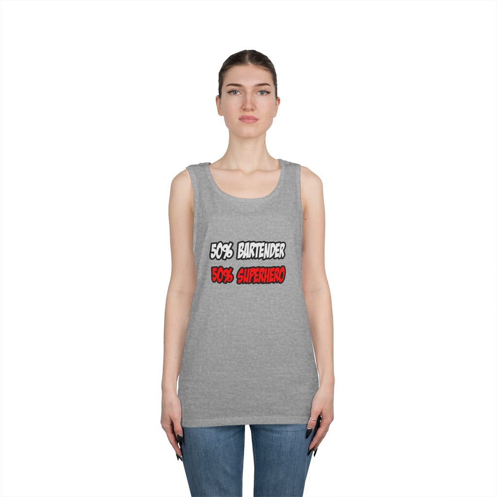 Half Bartender...Half Superhero - Unisex Heavy Cotton Tank Top