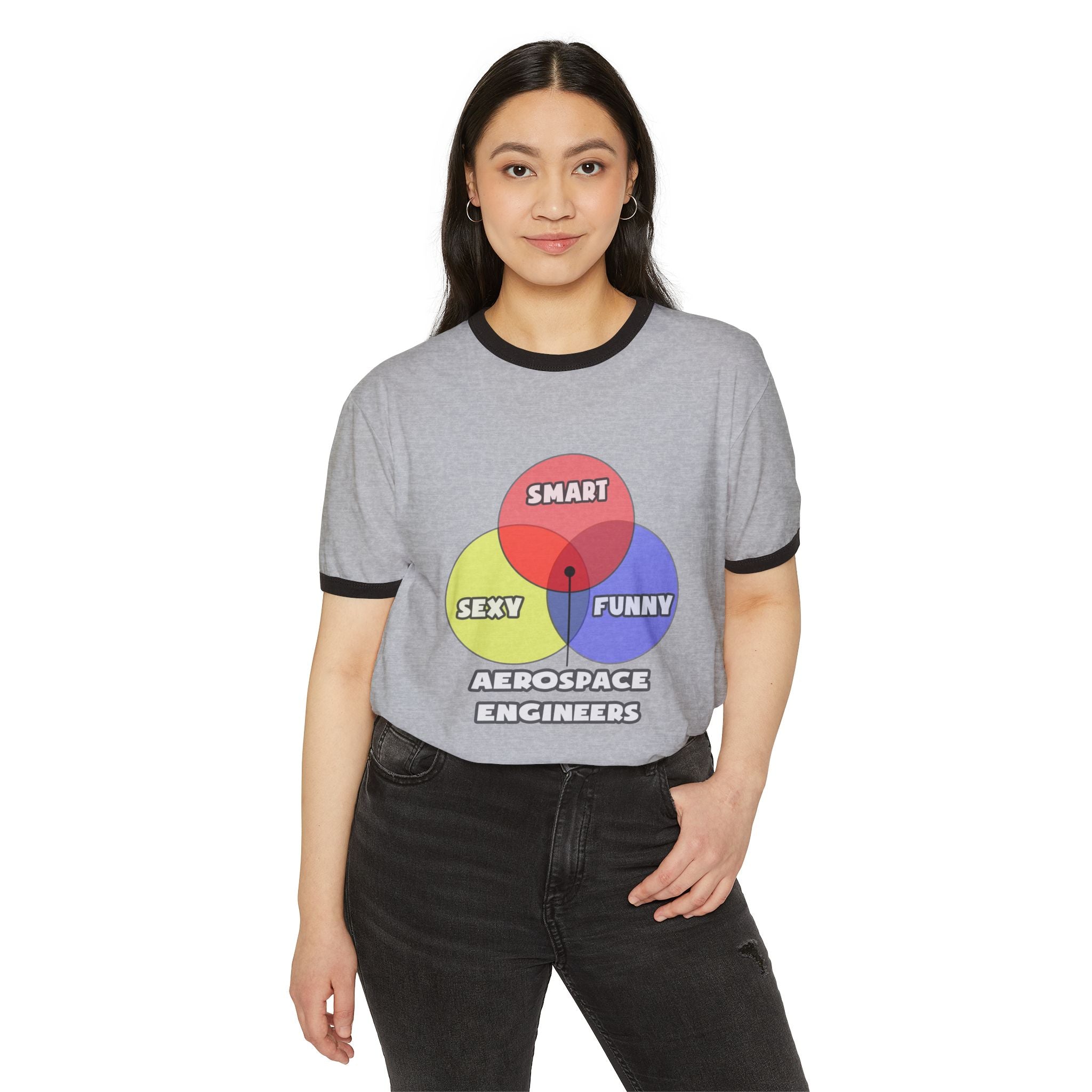 Venn Diagram .. Aerospace Engineers - Unisex Cotton Ringer T-Shirt